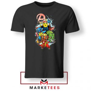 Avengers Pokemon Superhero Black Tee