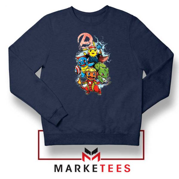 Avengers Pokemon Superhero Navy Blue Sweatshirt