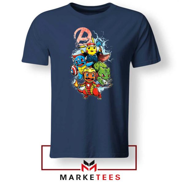 Avengers Pokemon Superhero Navy Blue Tee