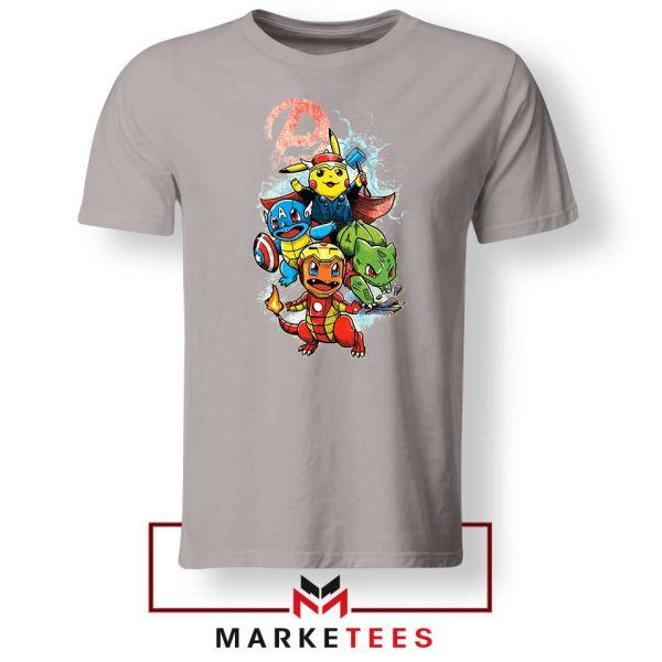 Avengers Pokemon Superhero Sport Grey Tee