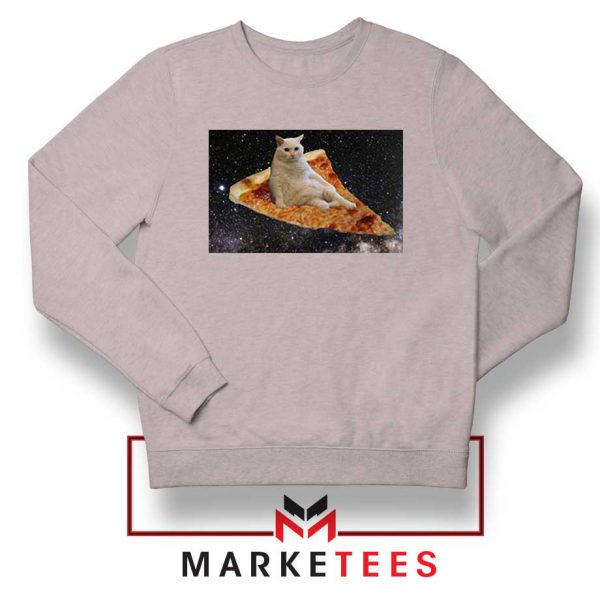 Cat Pizza Funny Design Grey Sweater