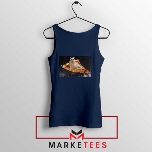 Cat Pizza Funny Design Navy Blue Tank Top