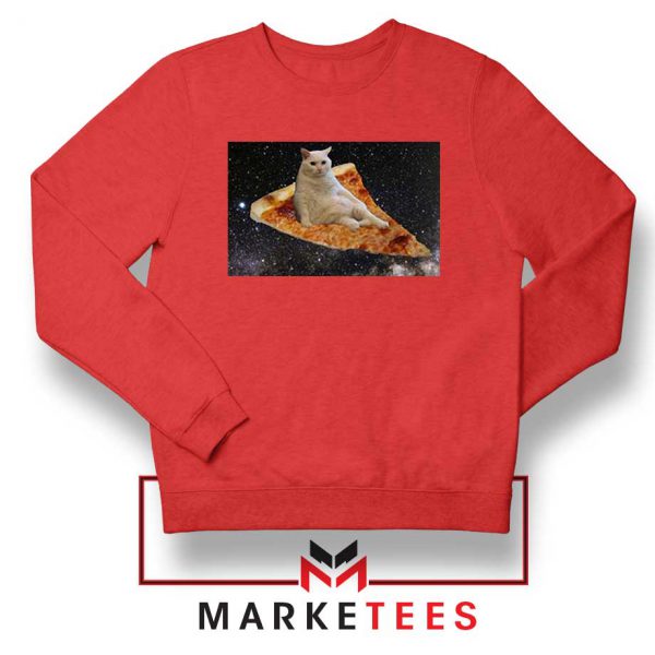 Cat Pizza Funny Design Red Sweater