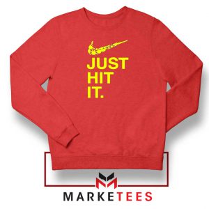 Just Hit It Logo Parody Graphic Red Sweater