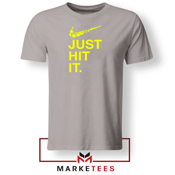 Just Hit It Logo Parody Graphic Sport Grey Tshirt