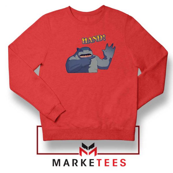 King Shark Says Hand Red Sweater