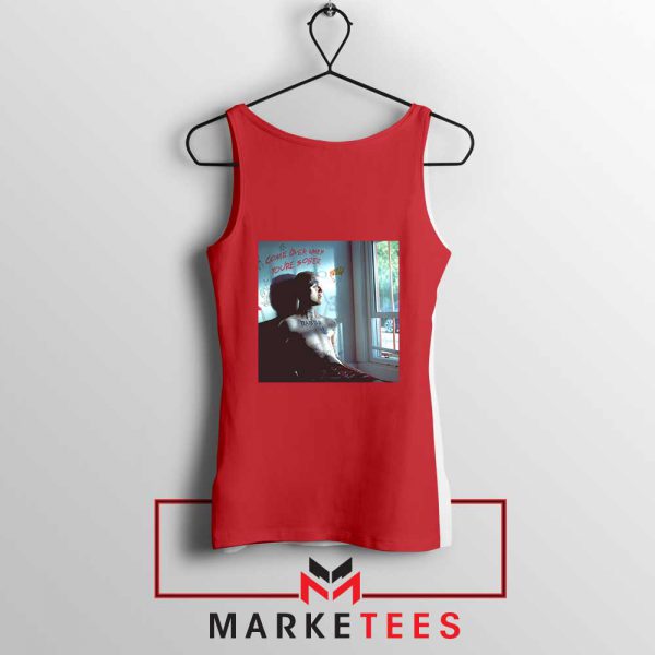 Lil Peep Broken Smile Design Red Tank Top