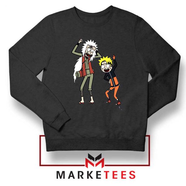 Naruto Rick Morty Design Black Sweater
