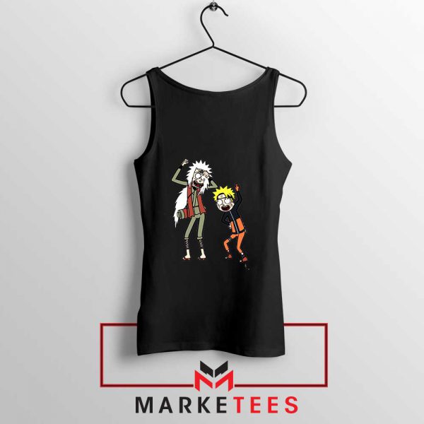 Naruto Rick Morty Design Black Tank Top