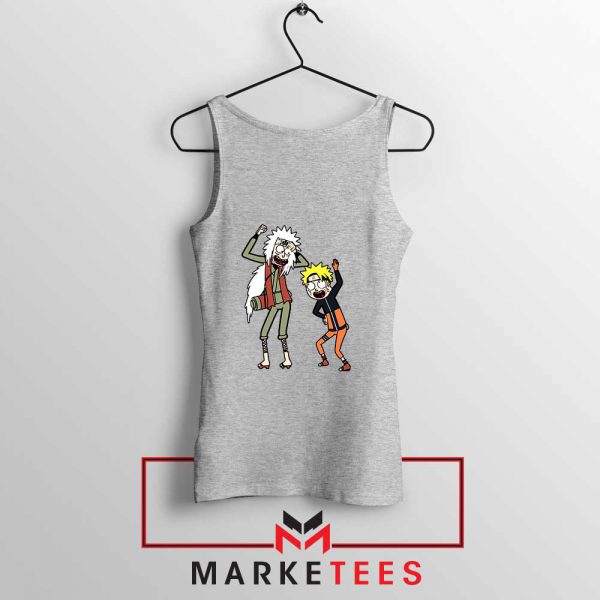 Naruto Rick Morty Design Grey Tank Top