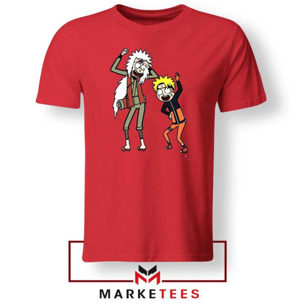 Naruto Rick Morty Design Red Tee