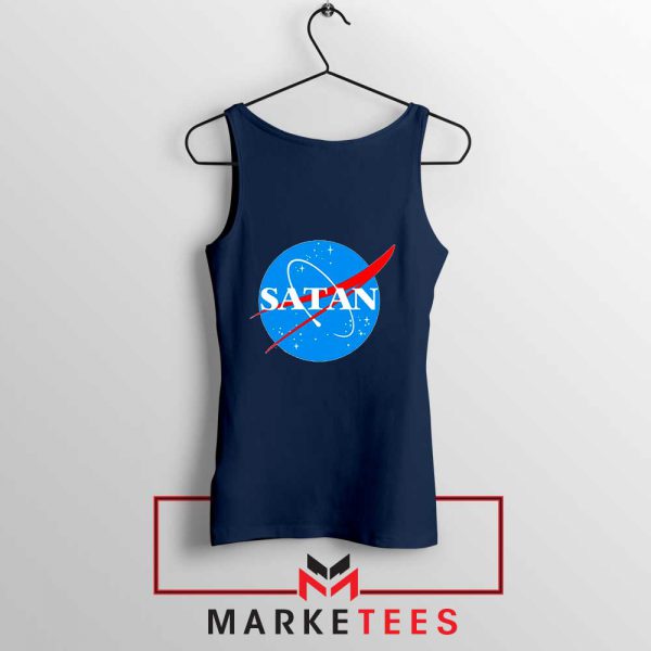 Satan Space Logo Parody Navy Blue Tank Top