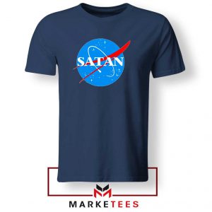 Satan Space Logo Parody Navy Blue Tee