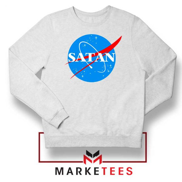 Satan Space Logo Parody White Sweatshirt
