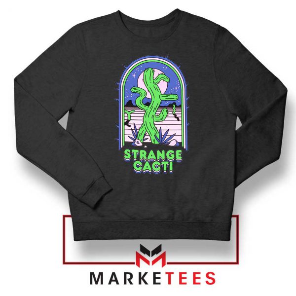 Strange Cacti Night Design Black Sweater