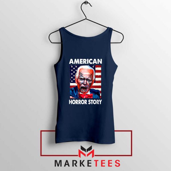 Biden Horror Story Navy Blue Tank Top