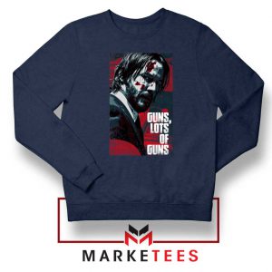 Keanu Guns Lots of Guns Navy Blue Sweater