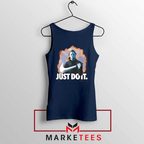Michael Myers Just Scary Parody Navy Blue Tank Top