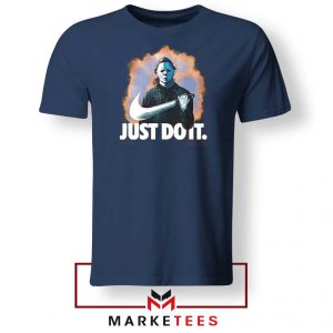 Michael Myers Just Scary Parody Navy Blue Tee
