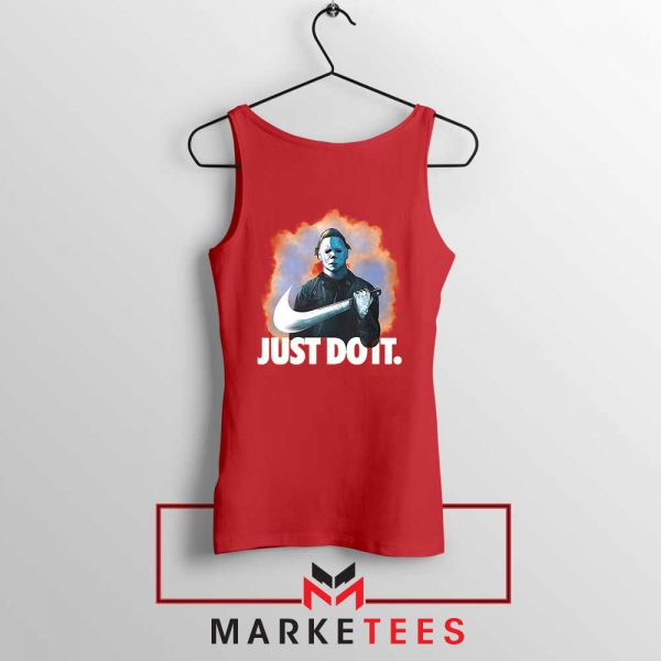 Michael Myers Just Scary Parody Red Tank Top