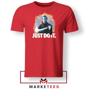 Michael Myers Just Scary Parody Red Tee