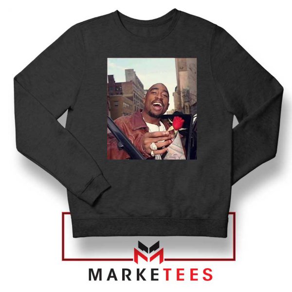 Tupac With a Rose Black Sweatshirt