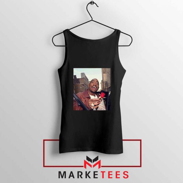 Tupac With a Rose Black Tank Top