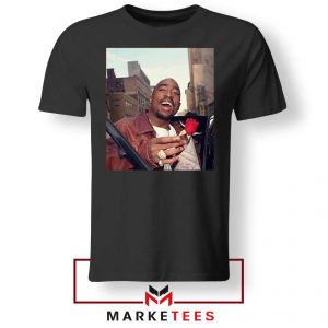 Tupac With a Rose Black Tee