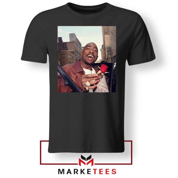 Tupac With a Rose Black Tee