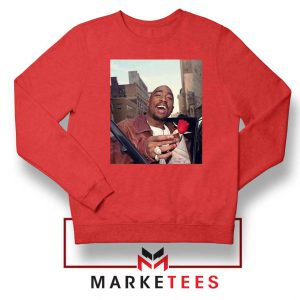 Tupac With a Rose Red Sweatshirt