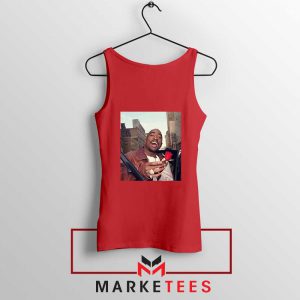 Tupac With a Rose Red Tank Top