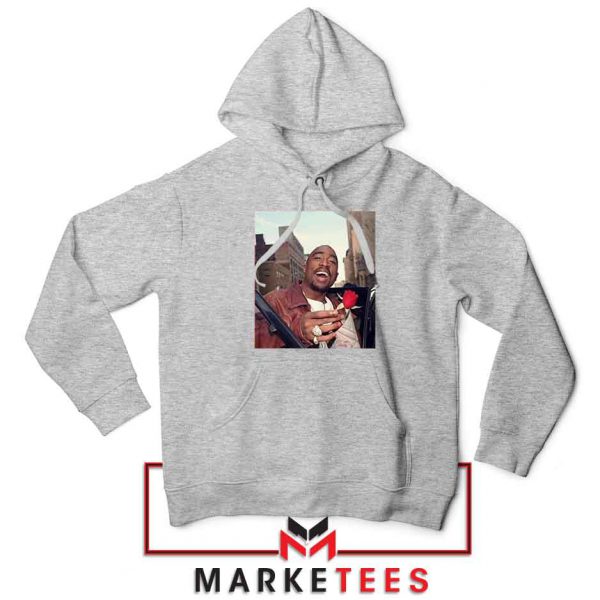 Tupac With a Rose Sport Grey Hoodie
