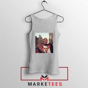 Tupac With a Rose Sport Grey Tank Top