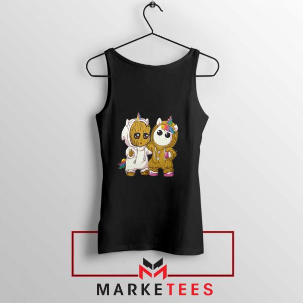 Baby Groot Unicorn Black Tank Top