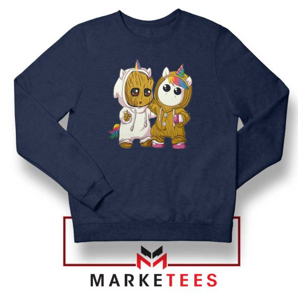 Baby Groot Unicorn Navy Blue Sweater