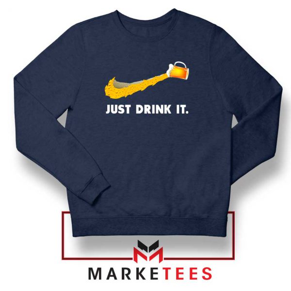 Just Drink It Logo Parody Navy Blue Sweater