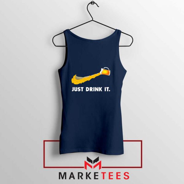 Just Drink It Logo Parody Navy Blue Tank Top