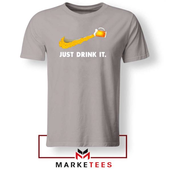 Just Drink It Logo Parody Sport Grey Tee