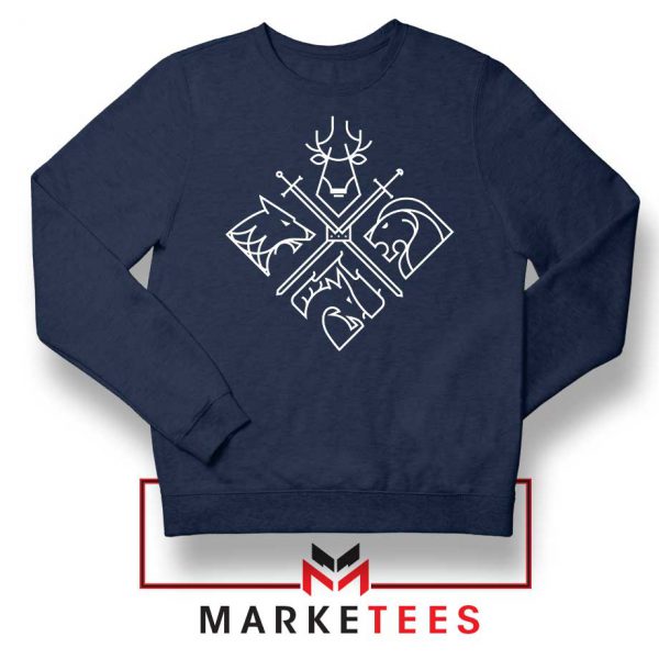 Minimal Thrones Character Navy Blue Sweater