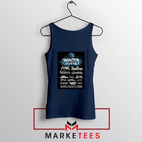 Winter Festival Graphic Navy Blue Tank Top