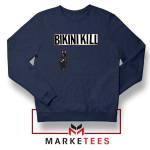 Bikini Kill Rock Finger Navy Blue Sweater