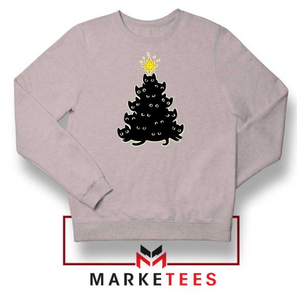 Black Cat Meowy Tree Sport Grey Sweater