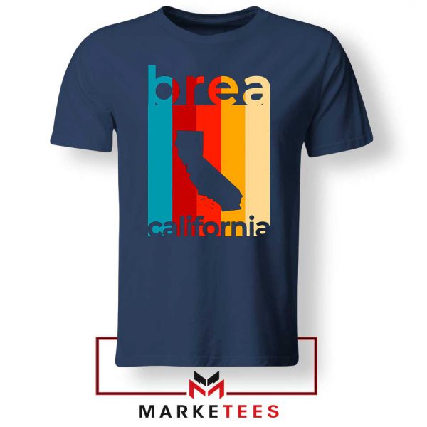 Brea California Retro Navy Blue Tee