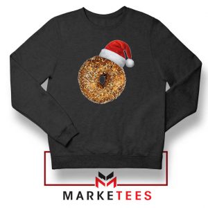 Santa Hat Bagel Christmas Black Sweatshirt