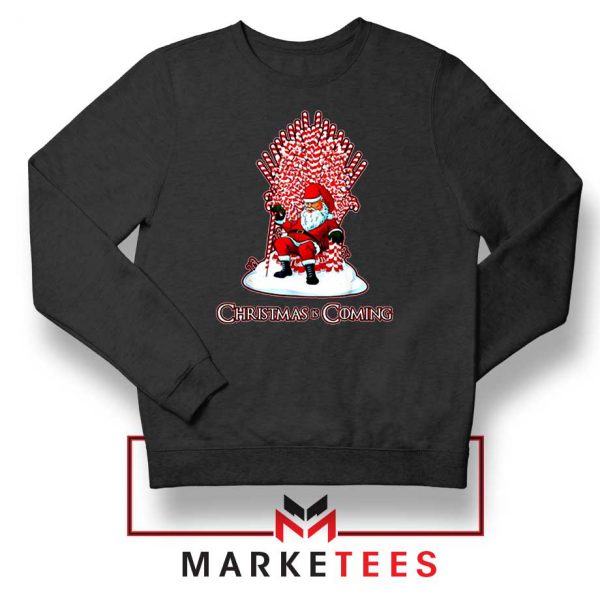 Santa is Coming Throne Black Sweater