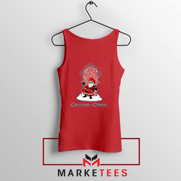 Santa is Coming Throne Red Tank Top