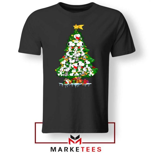 Snoopy Christmas Tree Black Tee