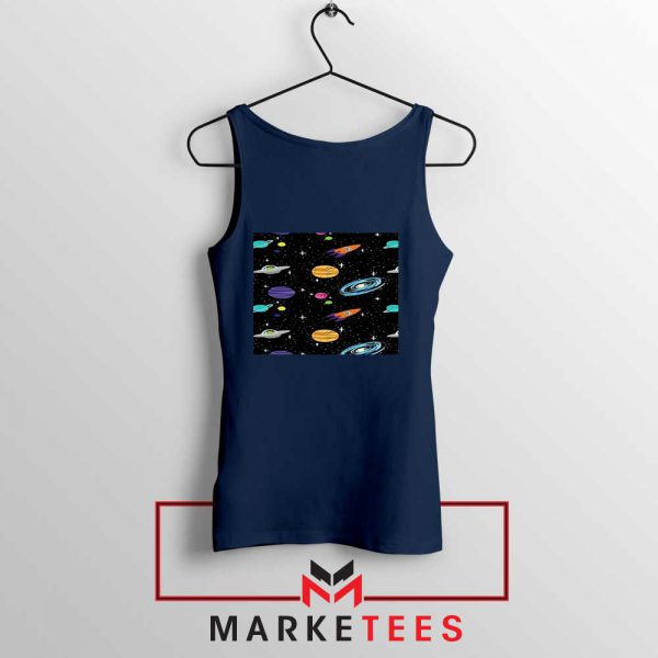 Space Solar System Navy Blue Tank Top