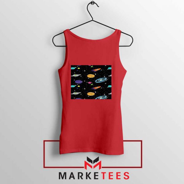 Space Solar System Red Tank Top