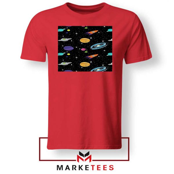 Space Solar System Red Tee